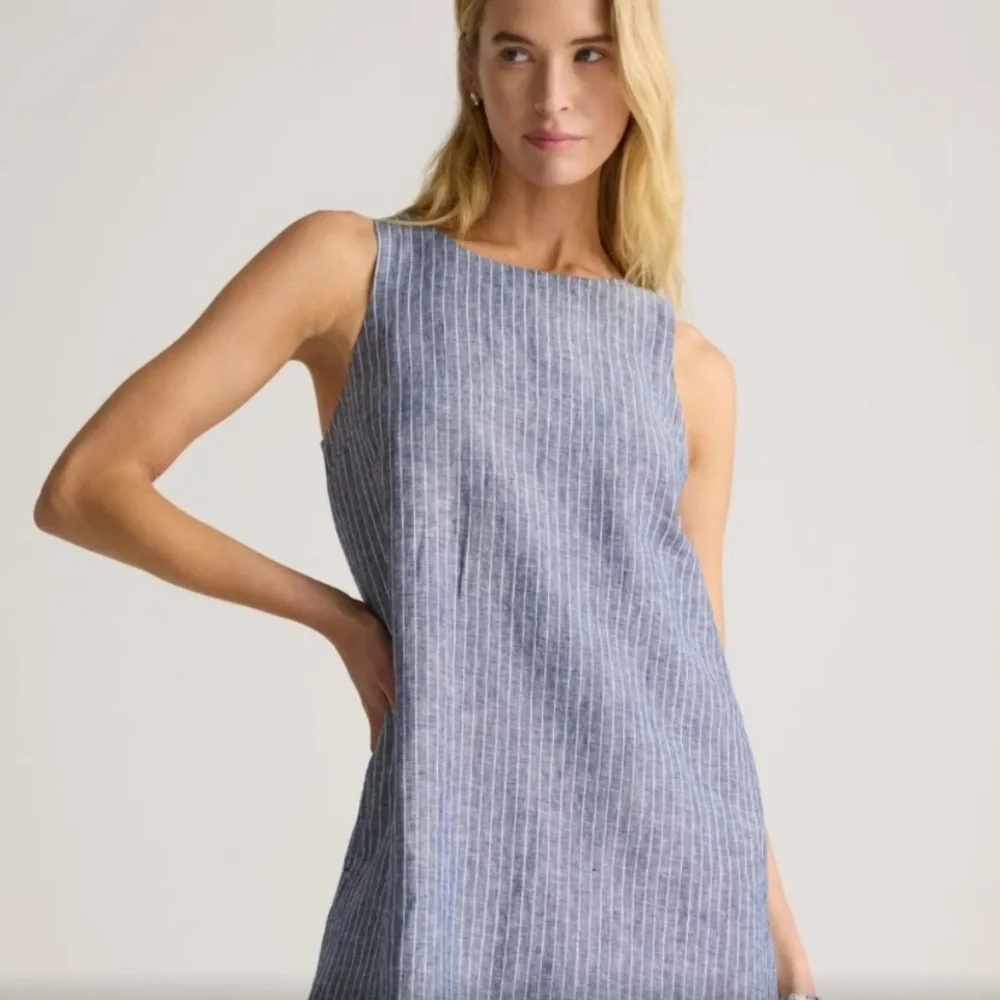 Quince 100% European Linen Tank Mini Dress Chambray Size XS - Picture 2 of 7